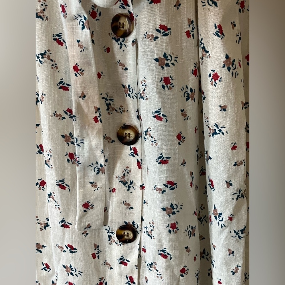 Monteau Rayon/Linen Blend Floral off-White Sleeveless Dress Juniors Size Large - Picture 4 of 15